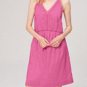 LOFT * PINK MAUVE EYELET  SPAQUETTI STRAPS SUMMER CAMI CASUAL DRESS SIZE: M NWT